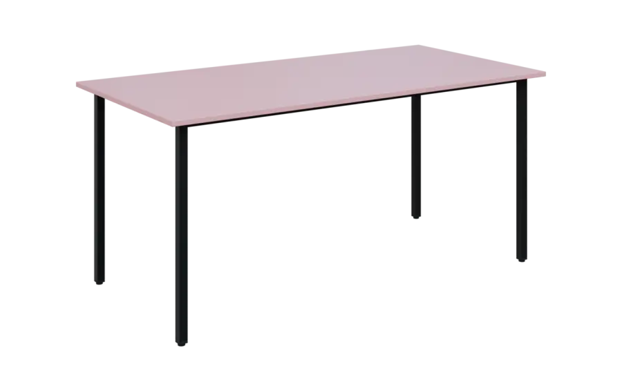 JSB 160N Jídelní stůl 1600 x 800 mm, deska pastelově růžová / podnož černá